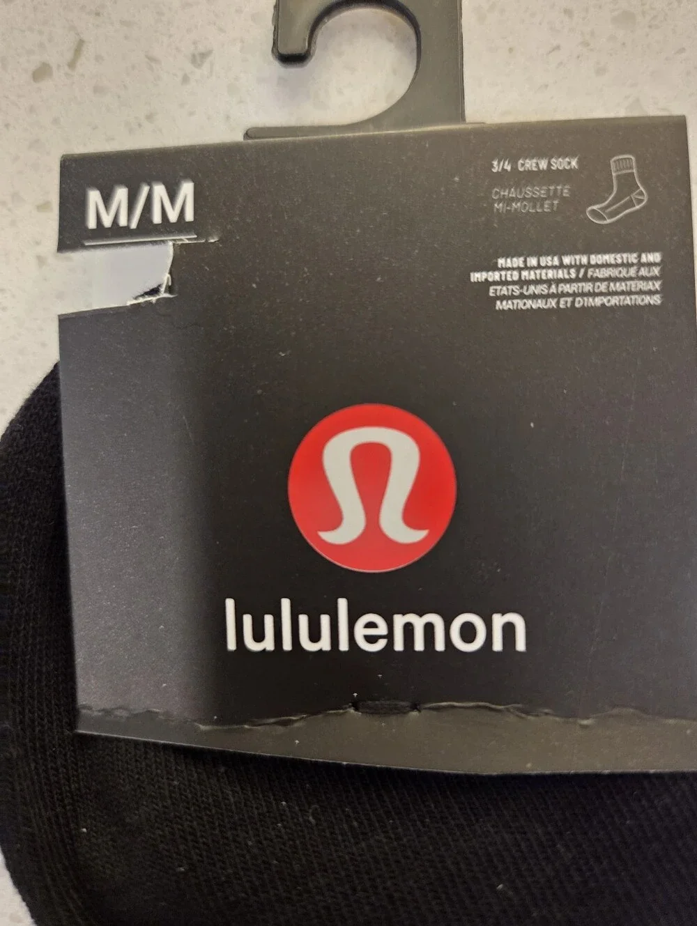 Lululemon Womens Logo Ankle Socks Medium BNWT With Box 5 Pair Black Gray White